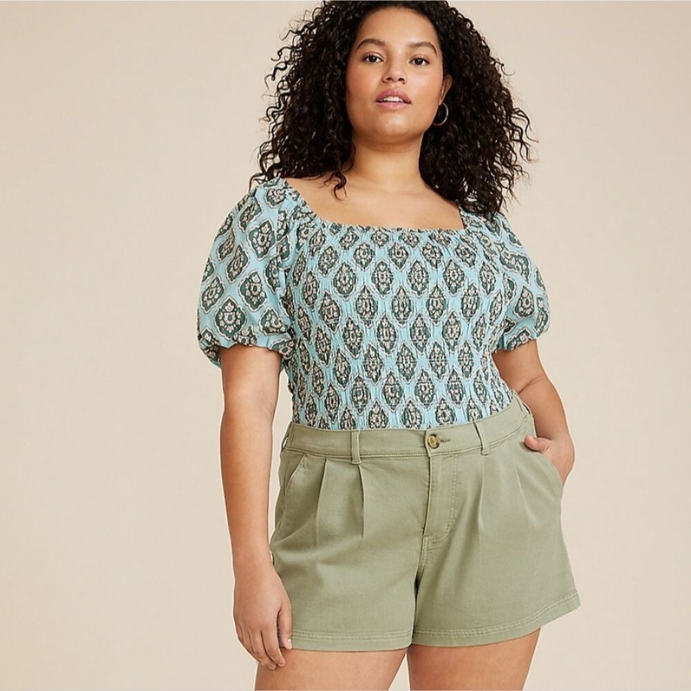 Maurices Puffed Sleeve Smocked Cotton Top Size XXL